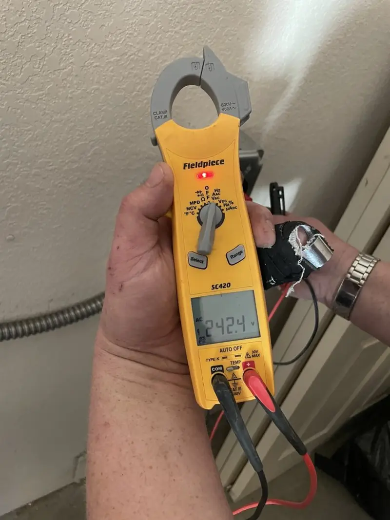 Voltage testing with clamp meter during Hot Tub / Pool Electrical Wiring in Cottage Grove